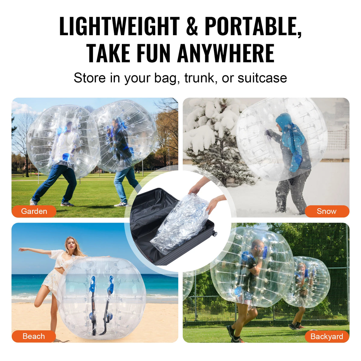 SucceBuy 4FT/1.2M Inflatable Bumper Ball 1/2PCS Body Sumo Zorb Balls for Teen & Adult 0.8mm PVC Bubble Balls Bumper Bopper Toys