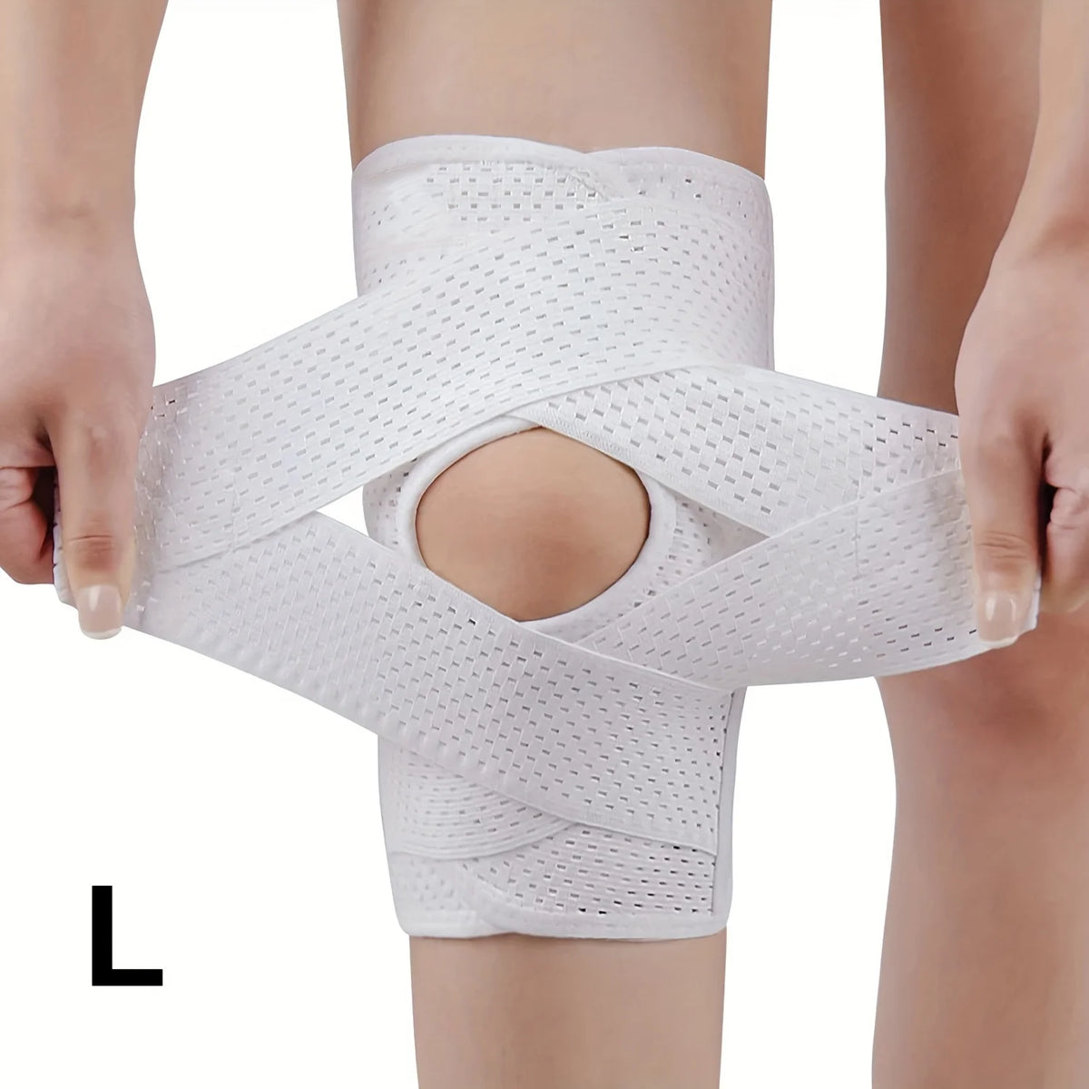 2 Pieces Unisex Compression Knee Brace V-Cross Strap Breathable Mesh Side Stabilizers Knee Pain Relief Running Sports Support
