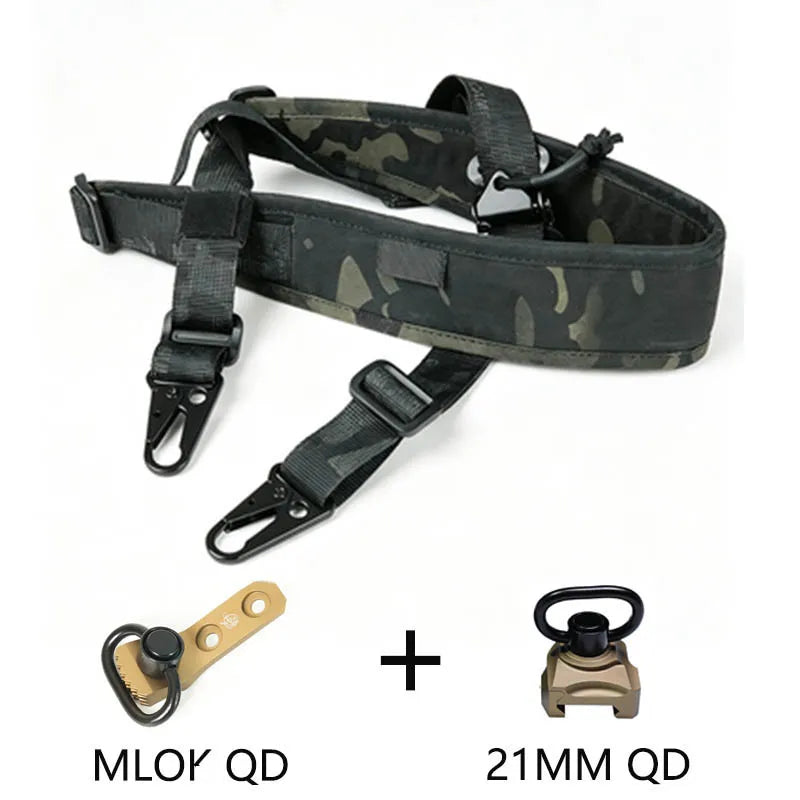 Tactical Adjustable 1/2 Point Crossbody Rope Nylon Rifle Shoulder Strap Outdoor Hunting AR15 Sling with M-system QD+21MM QD