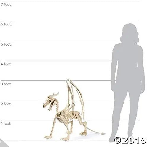 49" Giant Halloween Dragon Skeleton Decoration with Light-Up LED Eyes, Premium Weather-Resistant Outdoor Yard Decor, Skeleton Animal Prop for Halloween Outdoor Decorations