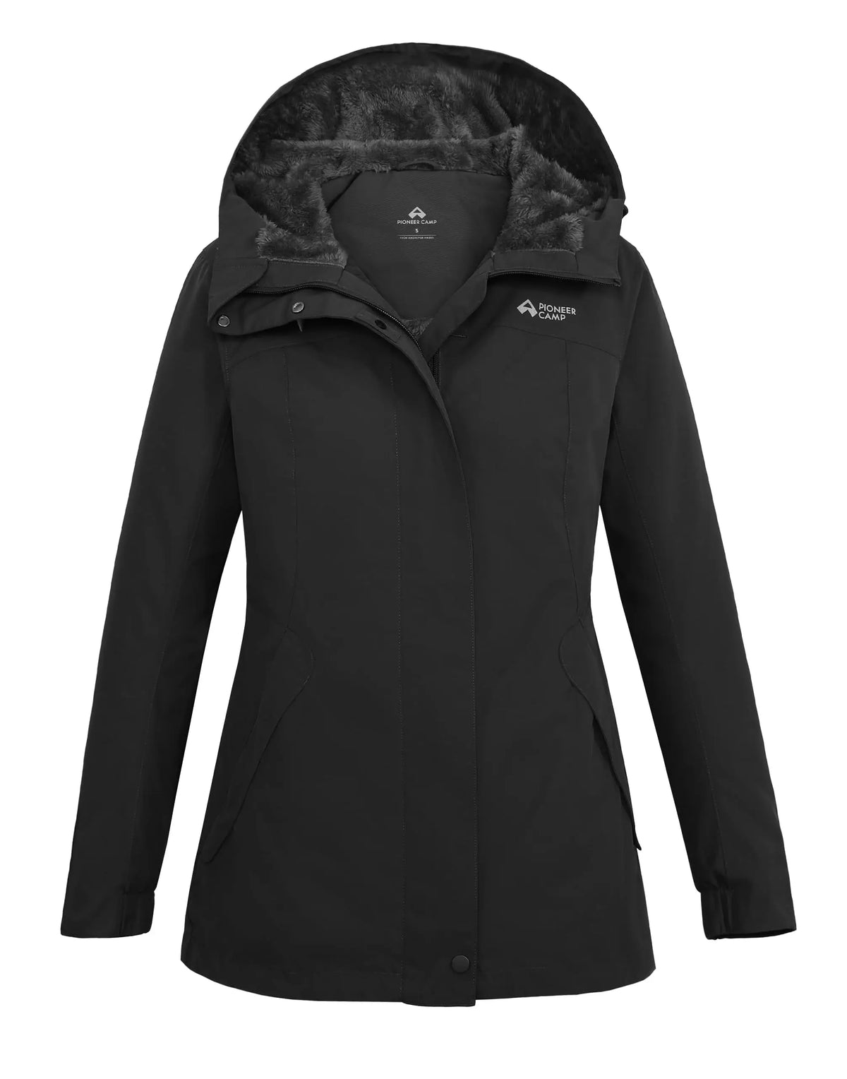 Pioneer Camp Women's Ski Jacket 10000mm Waterproof Warm Insulated Coat Fleece Lined Winter Jacket with Hood & Zip Pockets