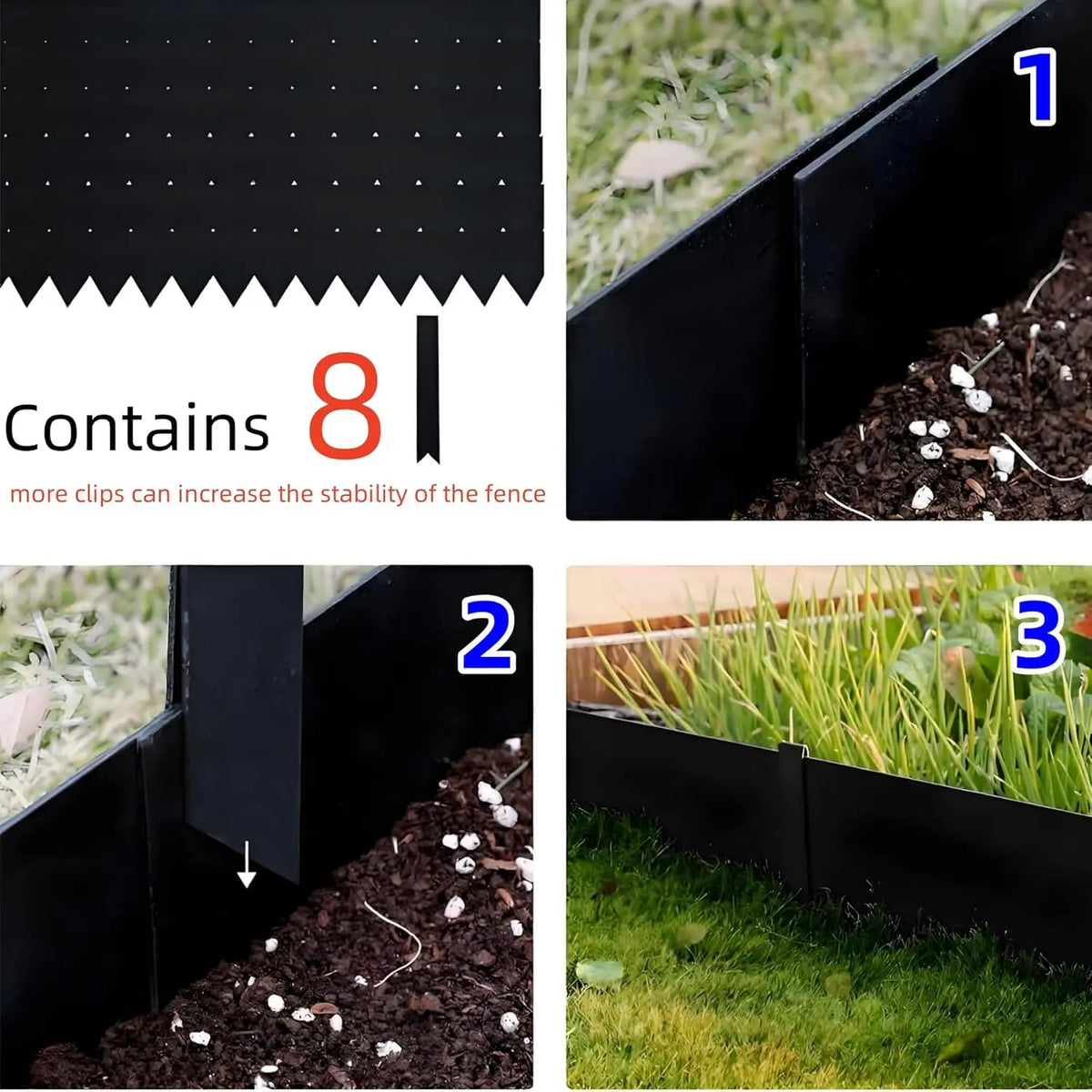 Garden Steel Landscape Edging 6PCS 40*8In Hammer-in Gauge Border Edging Strips with 6 Clips & Gloves for Lawn Yard (20Ft Total)