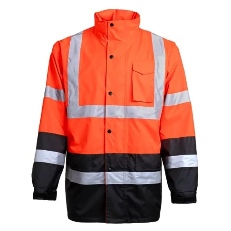 Hi-Visibility Waterproof Rain Jacket with Mesh Lining, ANSI/ISEA 107-2015 Class 3 Type R, Lightweight Wind-Resistant Safety Jac