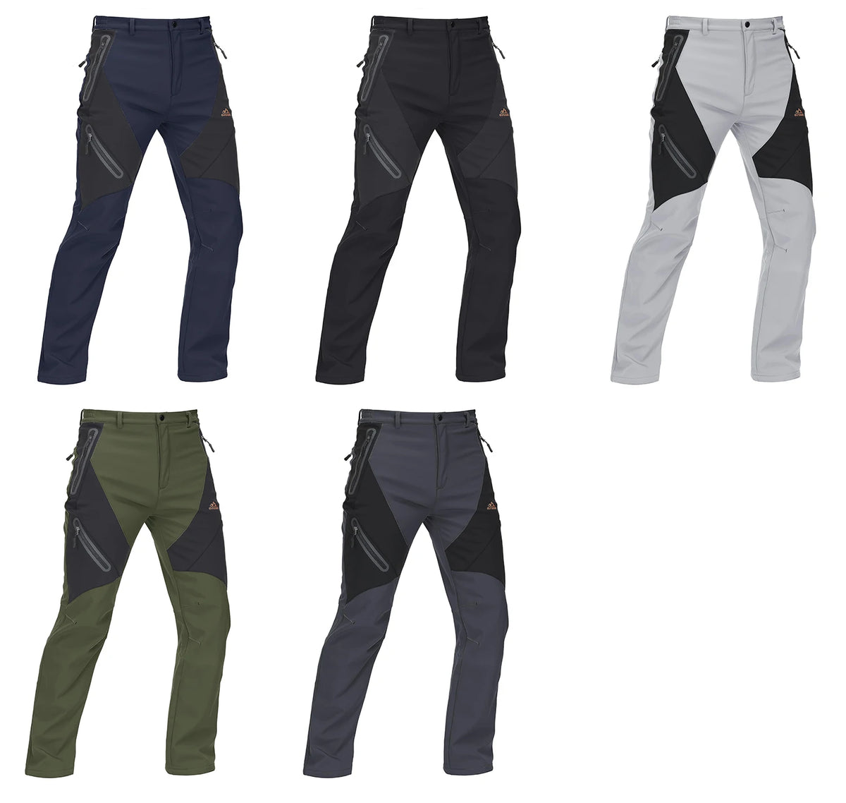 Men's Waterproof Insulated Snow Pants Winter Work Trousers Fleece Lined Windproof Outdoor Pants with 4 Zipper Pockets