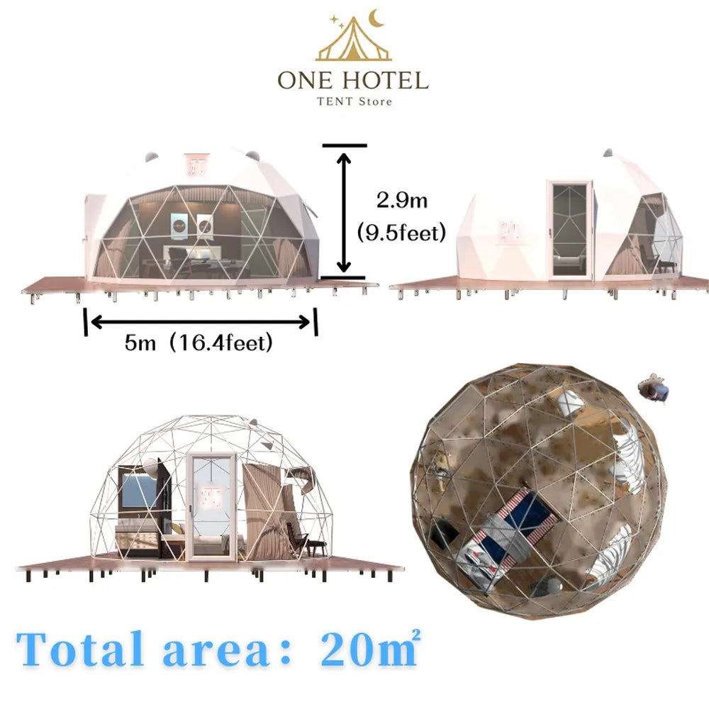 Commercial Luxury Glamping Geodesic Dome Tent Resort Weatherproof PVC 4 Season Customizable Resort Hotel Campsite Lodge Shelter