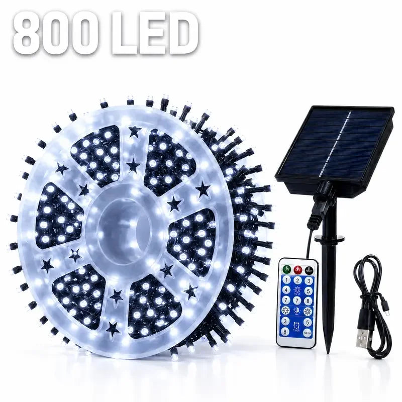 Halloween Solar String Lights Outdoor, 335FT Purple Orange LED 800 LED Solar Halloween String Lights with 335FT, Remote Control, 8 Modes, IP65 Outdoor Decoration for Yard, Roof and Patio