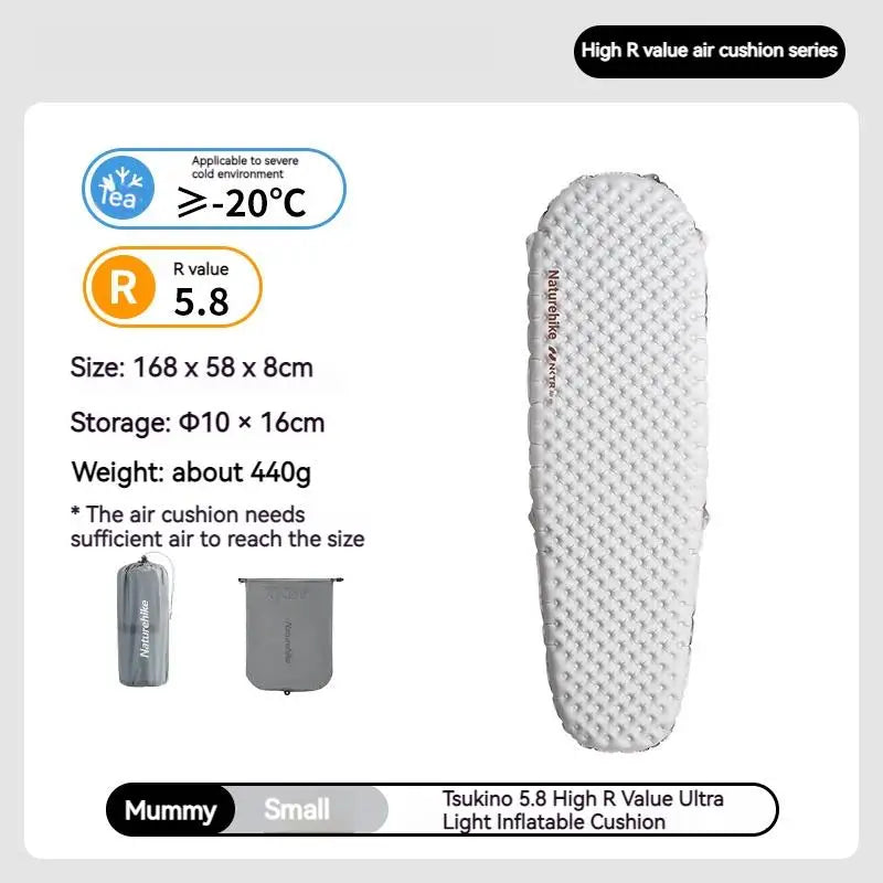 Naturehike R-5.8 Inflatable Mattress Ultralight Portable Folding Winter Warm Sleeping Cushion Hiking Pad Outdoor Camping Mat