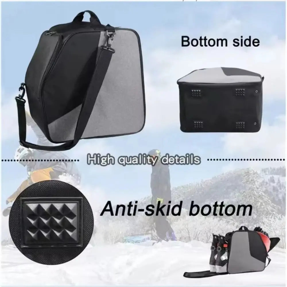Waterproof Ski Boot Bag Shoes Gloves Winter Snow Snowboarding Storage Bag Padded Shoulder Oxford Cloth Ski Crossbody Bag