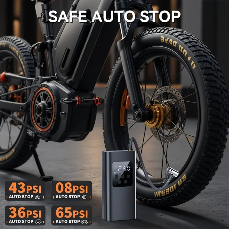 Wireless Portable Mini Tire Inflator with Digital Display and Pressure Gauge - USB Rechargeable Air Compressor Pump, Compact Design, Suitable for Cars, Motorcycles, Bicycles, Sports Balls - Fast Charging, Car Tire Inflator, B