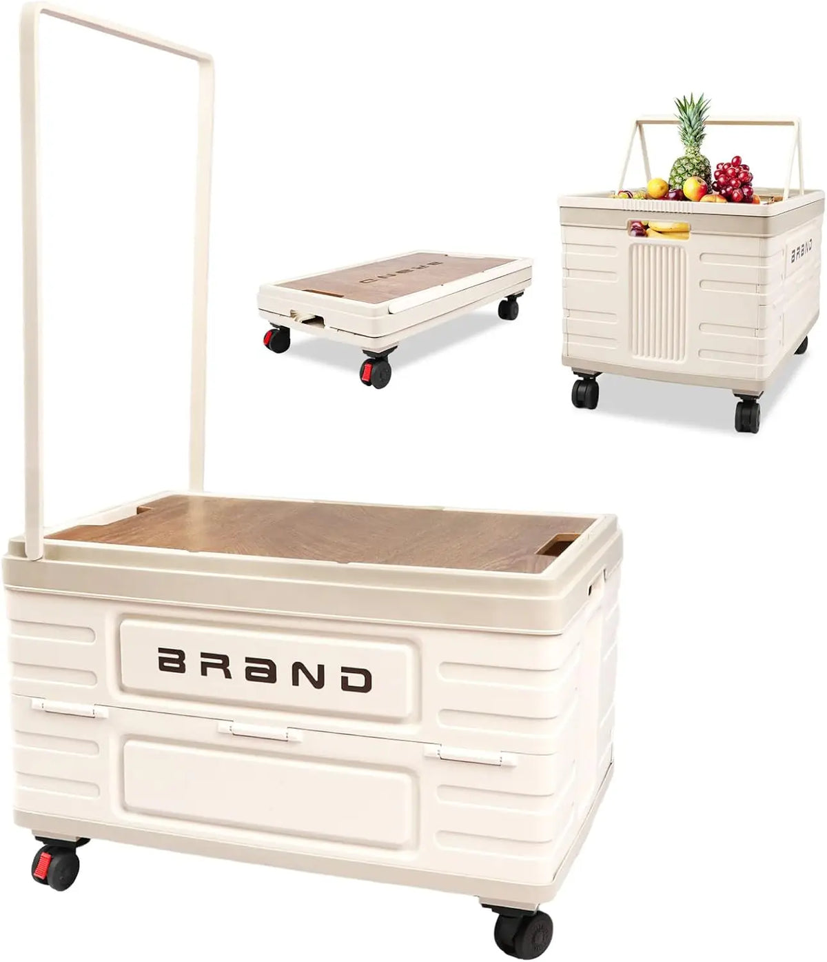 360° Rotating Foldable Storage Cart – Heavy-Duty Mobile Organizer with 4 Silent Wheels, Multi-Functional CampingStorage