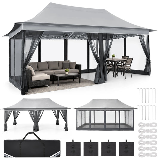 12x20FT Pop up Canopy Tent Gazebo, Party Tents for Parties | Carpas Para Fiestas, Large Outdoor Popup Patio Screened Gazebos, Shelter Tents with Net for Backyard, Commercial