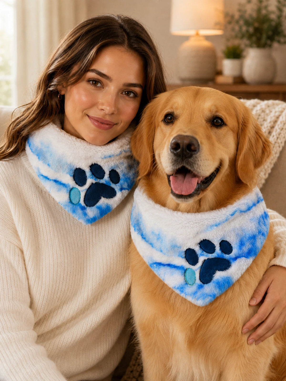 Furry Fursuit Paw Print Scarf Plush Neck Warmer Animal Cosplay Accessory Soft Faux Fur Winter Scarf for Adults