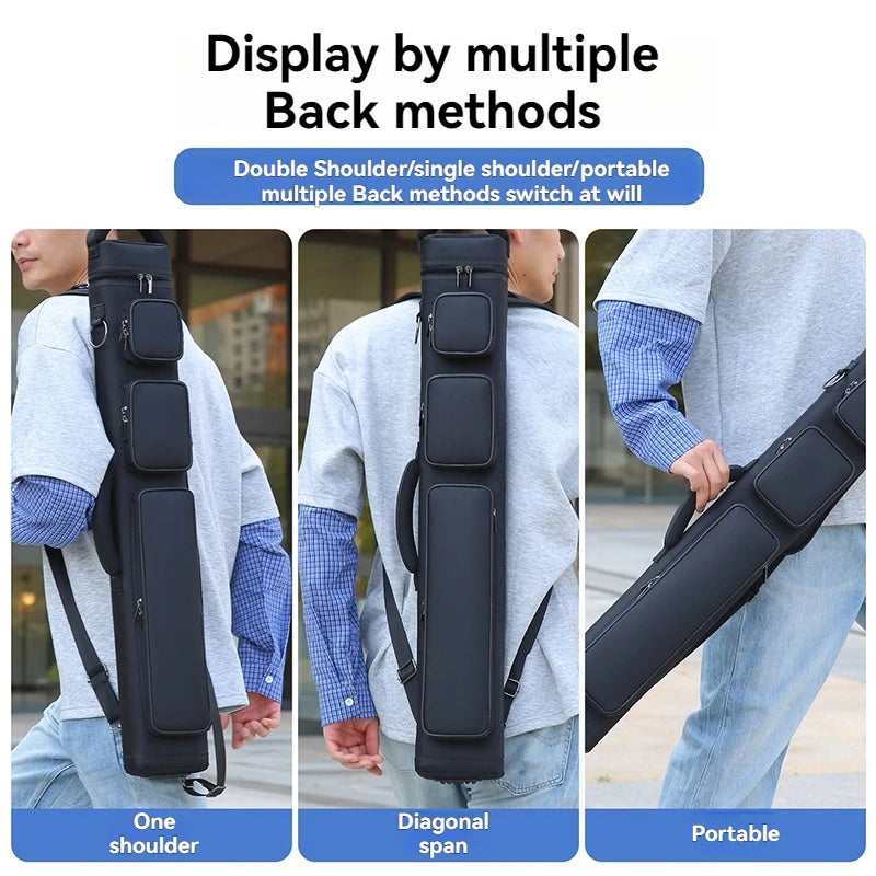 Billiards Snooker Nylon Fabric Cue Case - Multiple Sizes (2×4, 3×5, 4×5), Durable, Scratch-Resistant, Double-Shoulder-Strap, Large-Capacity Cue Storage for Enthusiasts, Ideal Holiday Gift
