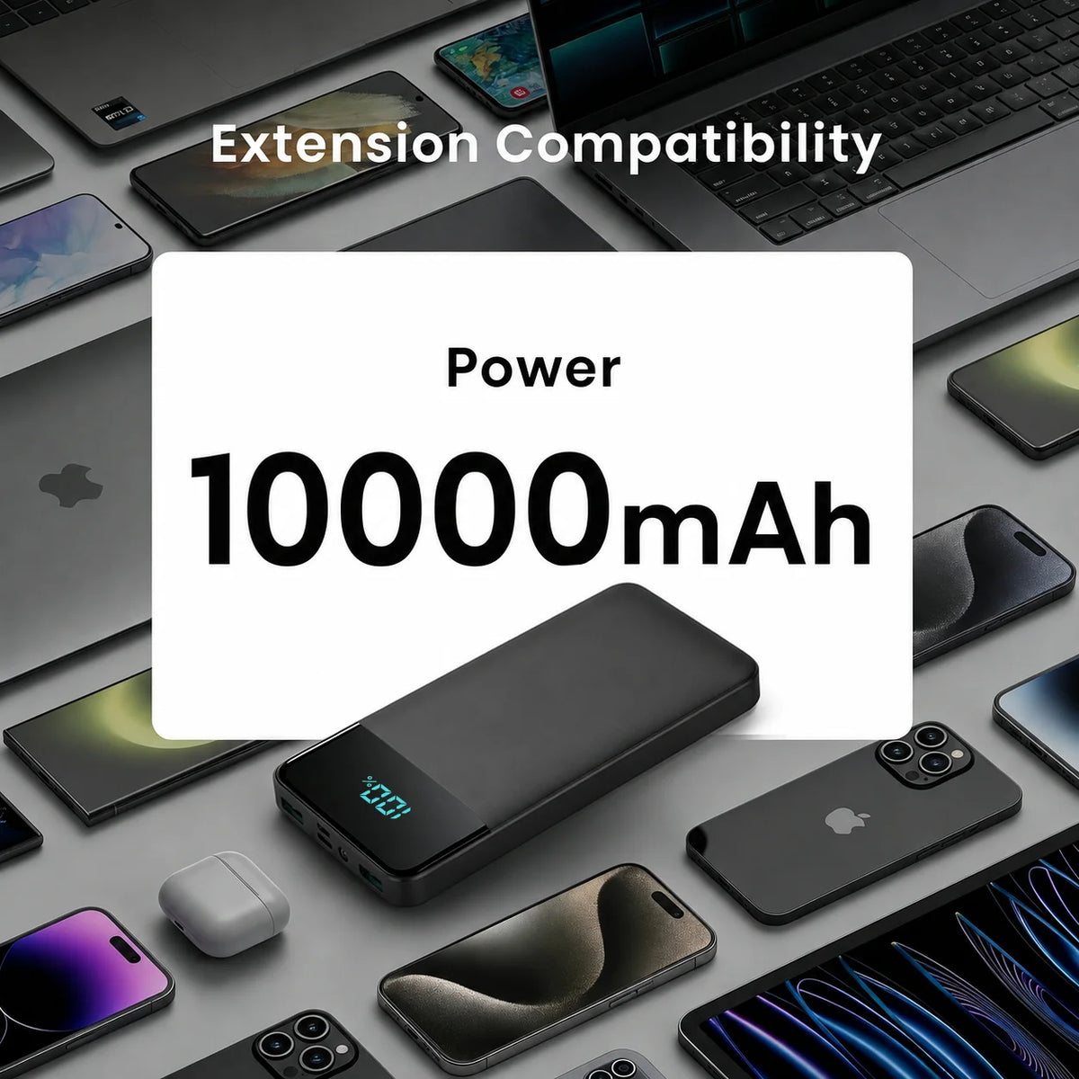20W Power Bank 12000mAh Capacity PD Fast Charging Battery Charger Powerbank For Laptops MacBook iPhone Samsung Xiaomi