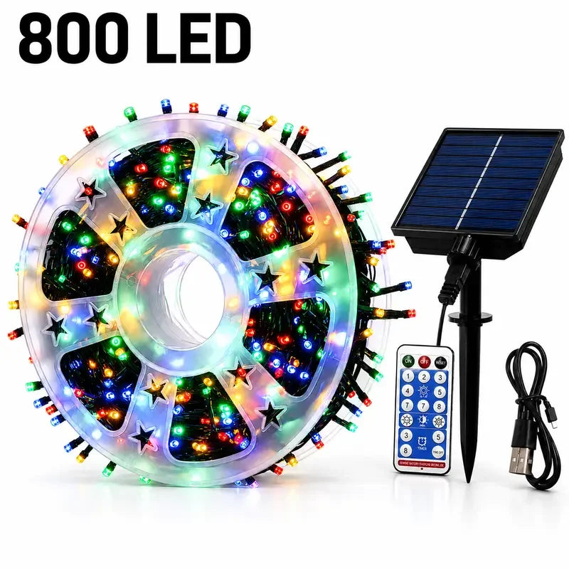 Halloween Solar String Lights Outdoor, 335FT Purple Orange LED 800 LED Solar Halloween String Lights with 335FT, Remote Control, 8 Modes, IP65 Outdoor Decoration for Yard, Roof and Patio