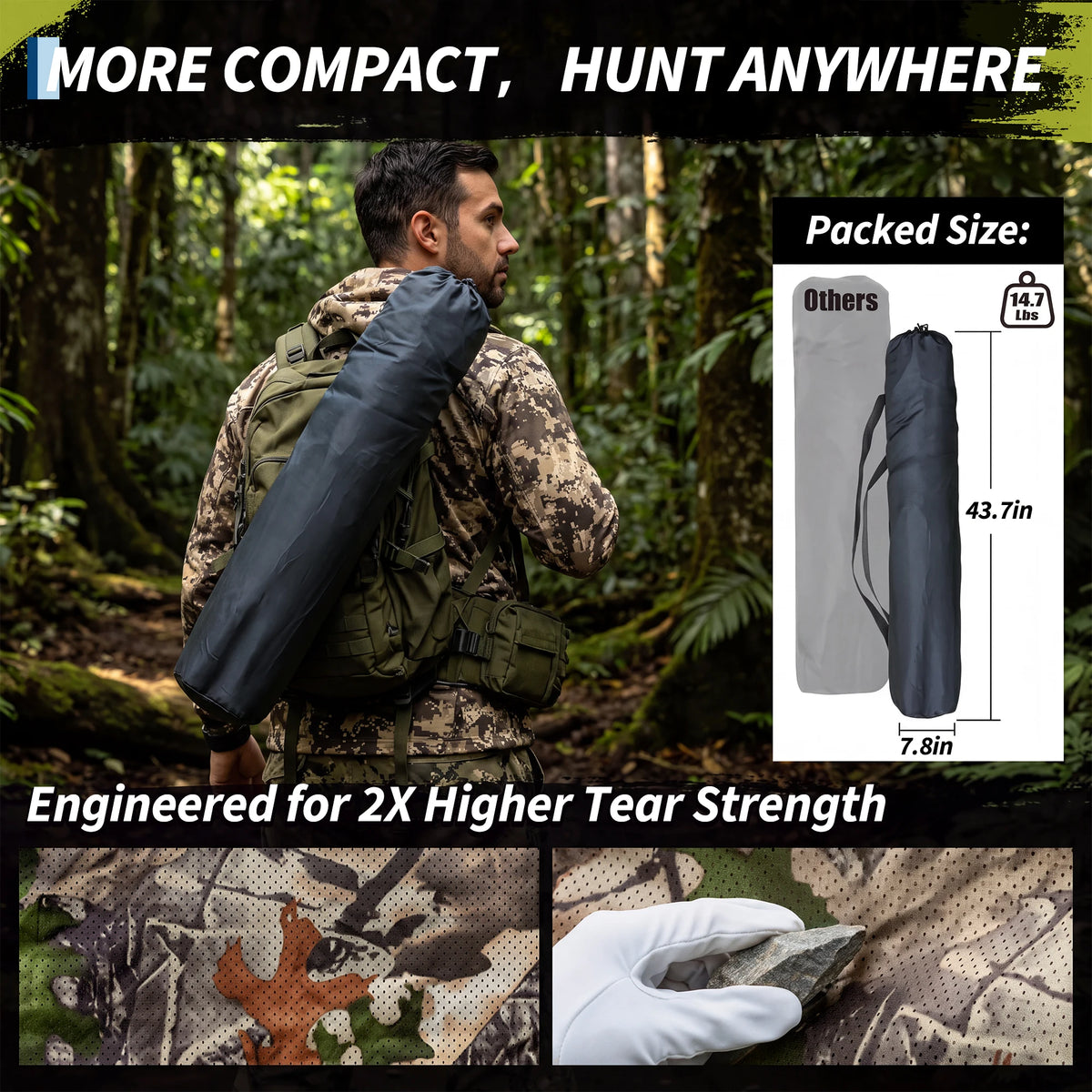 Hunting Blind 270/360 See Through Pop Up Outdoor Blind Tent for Deer Nature Observation Mesh Windows 58"x58"x66"