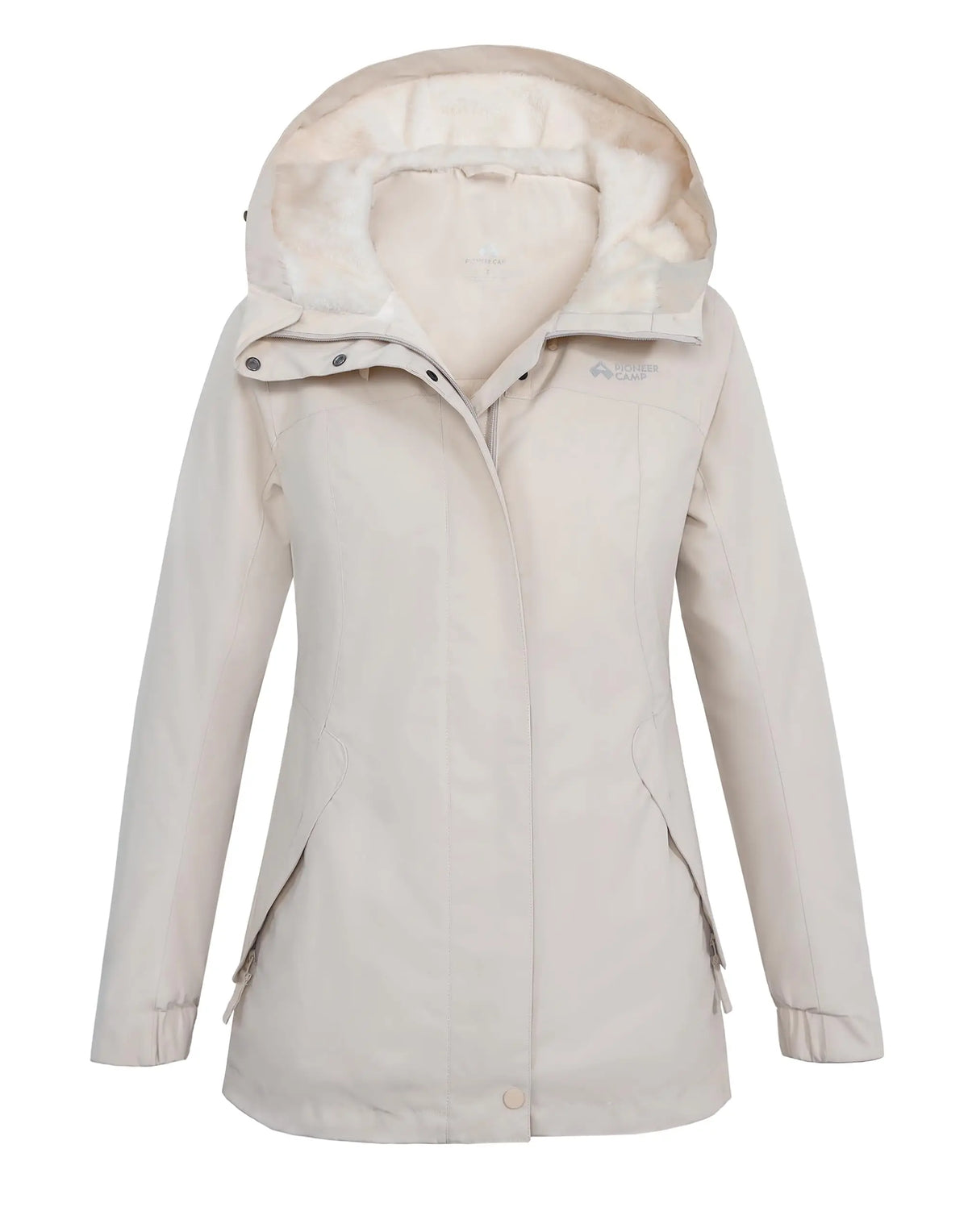 Pioneer Camp Women's Ski Jacket 10000mm Waterproof Warm Insulated Coat Fleece Lined Winter Jacket with Hood & Zip Pockets