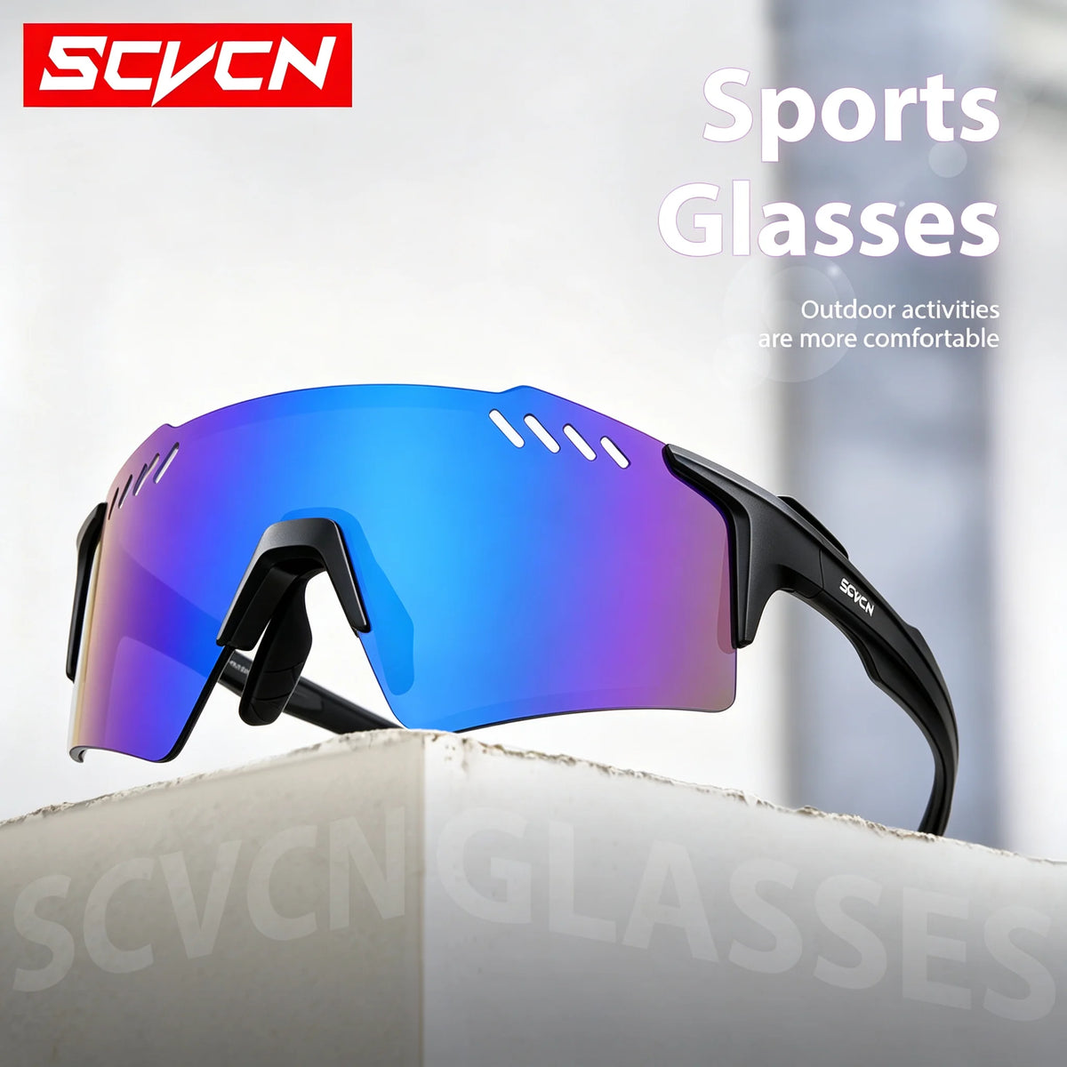 SCVCN UV400 Outdoor Cycling Sunglasses on Sale Hot Glasses Fashion Men Women Outdoor Impact-Resistant Bike Eyewear MTB Sports Glasses Running Bicycle Goggles