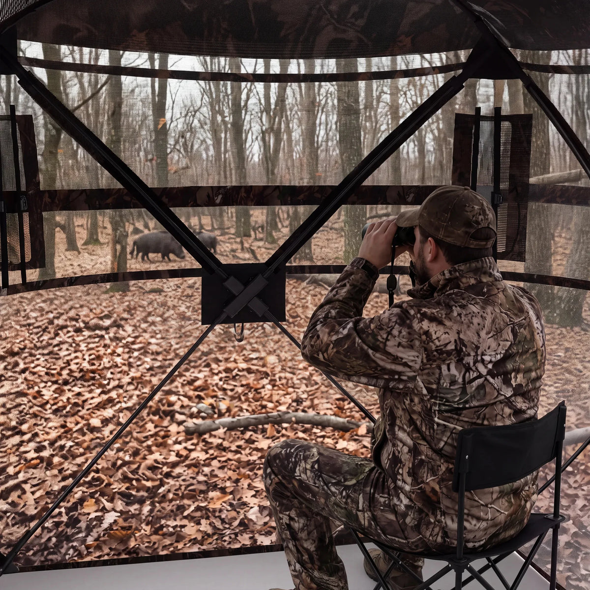 Hunting Blind 270/360 See Through Pop Up Outdoor Blind Tent for Deer Nature Observation Mesh Windows 58"x58"x66"