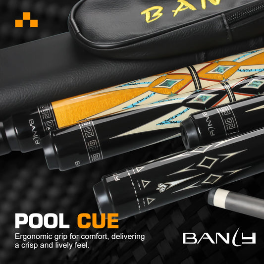 BANLY MK Series - 58 inch Carbon Fiber Pool Cue Stick for Adults, Professional 12.5mm Tip with XTC Ferrule, Low Deflection Billiard Cue Stick Case Set Great for Club, House Bar