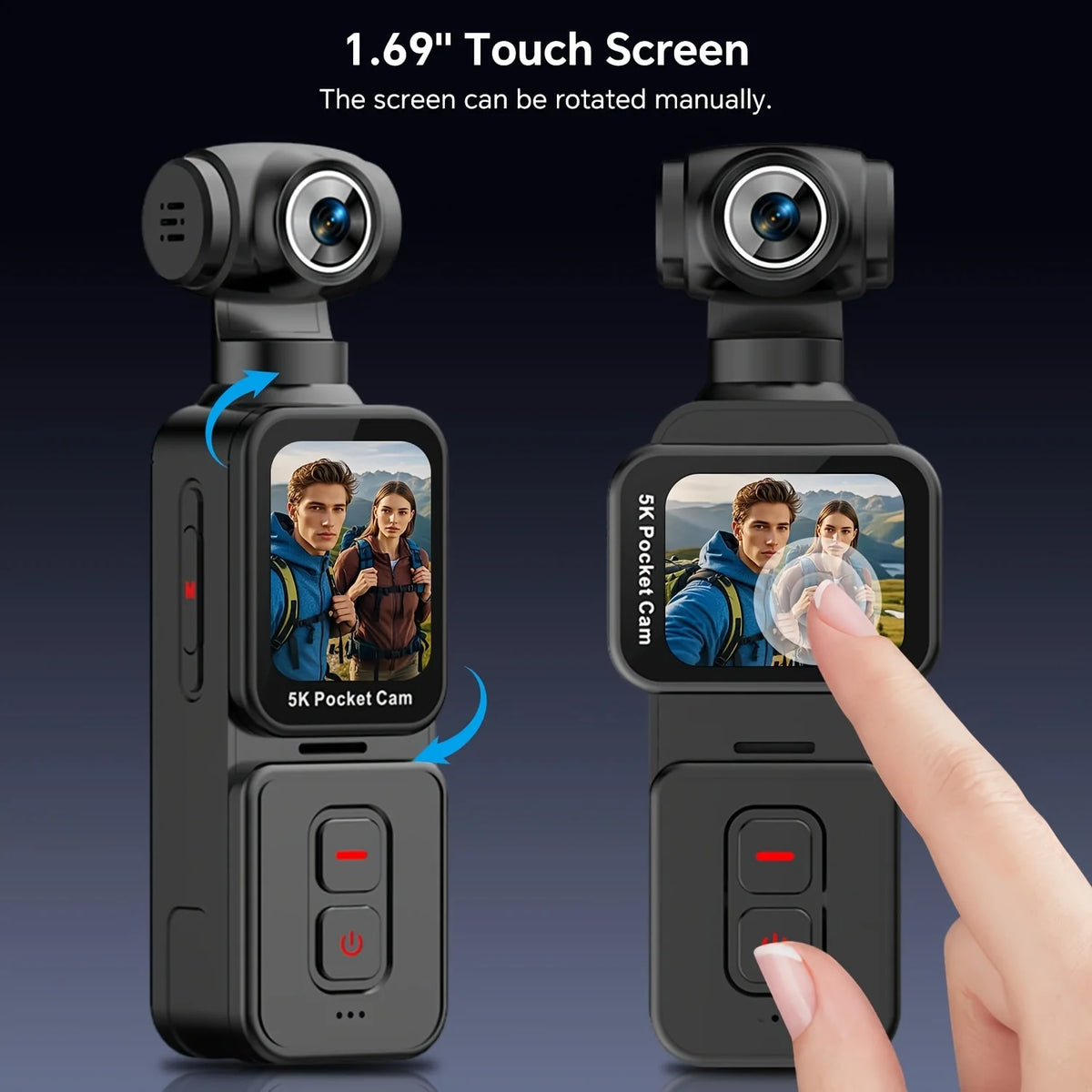 5K Pocket Vlog Camera With 270° Rotatable Lens Smart AI Face Auto‑Tracking Video Recorder