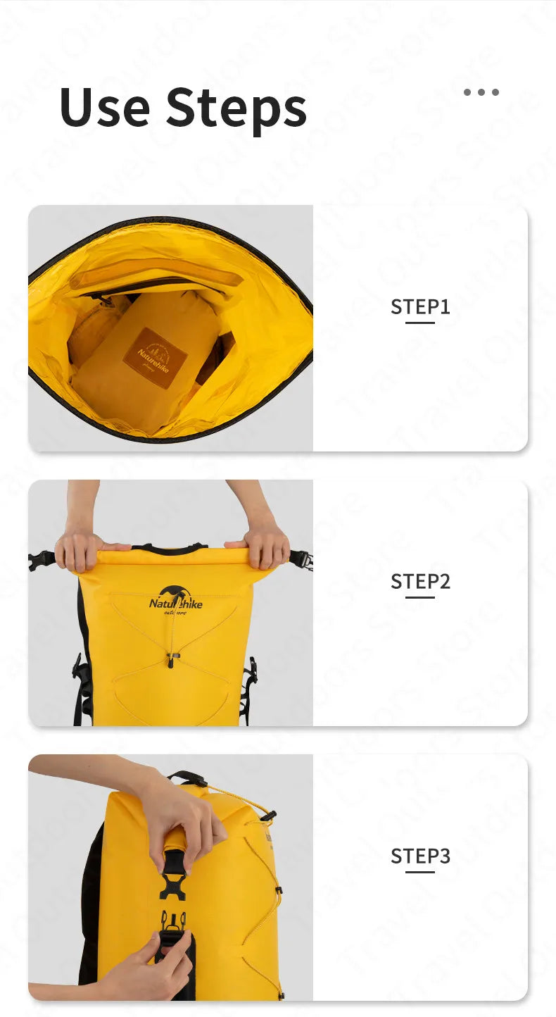 Naturehike Waterproof Backpack TPU Dry Wet Separation 20L/30L/40L High Capacity Wear Resistant Outdoor Water Sport Travel Bag