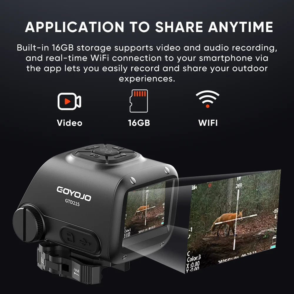 GOYOJO Multispectral Thermal Scope，256 Thermal Fusion Scope, Dual Spectra Thermal/Night vision scope Hunting, 2K Optical Channel, WiFi PIP Video Rec, 16GB storage