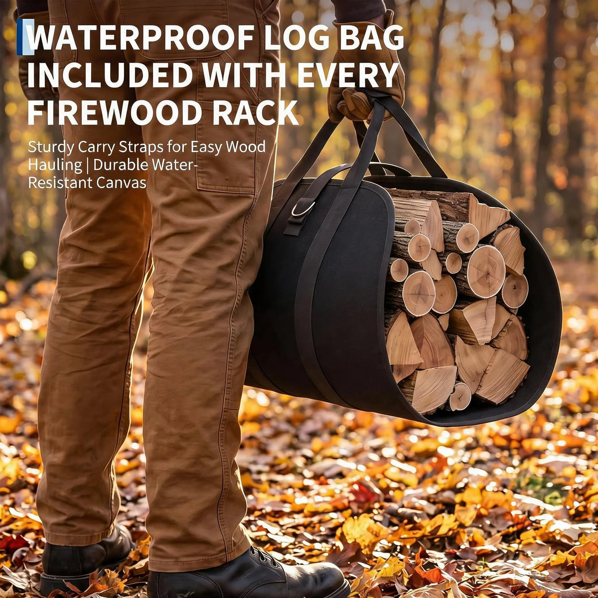 3/4/6/9FT Firewood Rack, 1200/1600/2000/3200 LBS Log Holder With Carrier Bag & Hooks, Indoor Outdoor Wood Storage For Fireplace