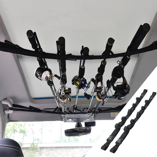 Anglers Fishing Rod Holder Straps Adjustable Secure Mounting for Car Travel Lure Rods Organizer Durable Nylon Gear 2-Pack Set