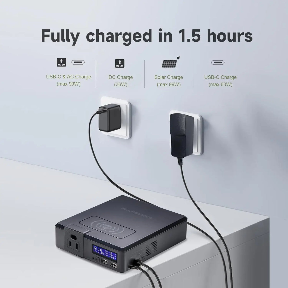 ALLPOWERS S200 Portable Power Station 41600mAh 200W Solar Powerbank & SP026 60W Foldable Solar Panel for Camping Laptop Iphone