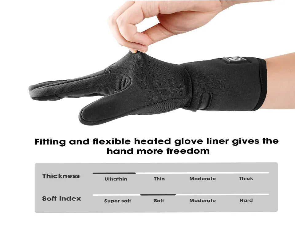 Rechargeable Electric Liner Heated Gloves Winter Warm Touch Skiing Gloves Outdoor Sports Riding Skiing Fishing Hunting