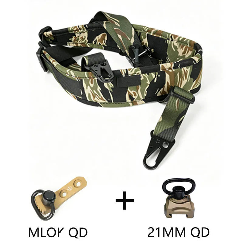 Tactical Adjustable 1/2 Point Crossbody Rope Nylon Rifle Shoulder Strap Outdoor Hunting AR15 Sling with M-system QD+21MM QD