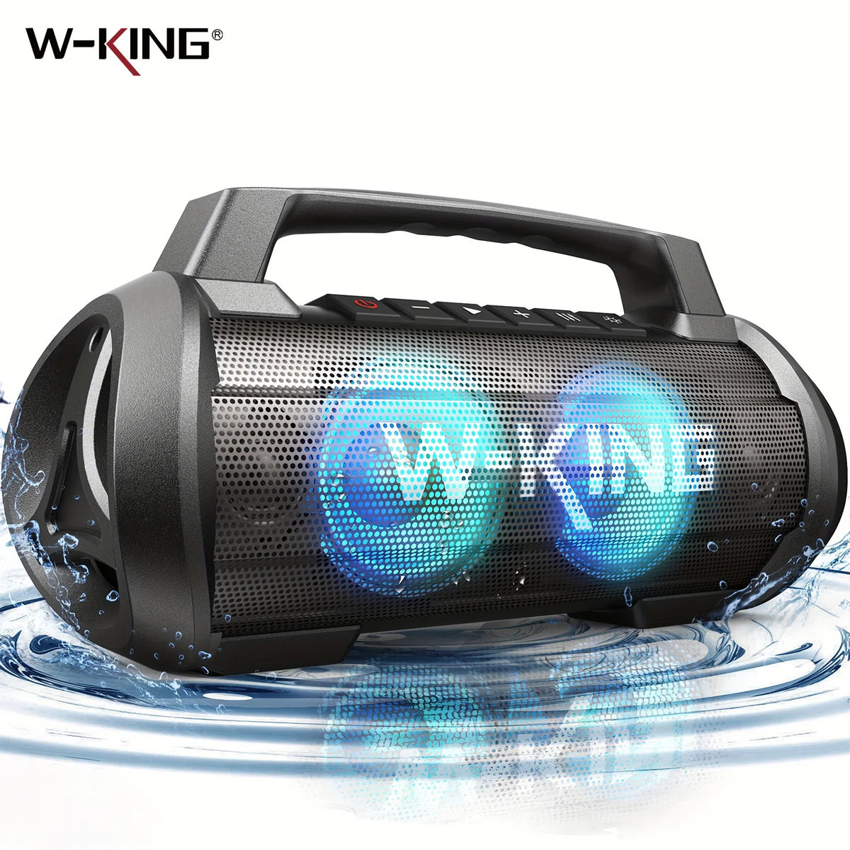 W-KING D10 120W MAX Bluetooth Speaker, IPX6 Waterproof Portable Music Box Wireless with 70W Deep Bass/Hi-Fi Audio/42H Play/LED Lights/MAC-in/Power Bank/TF/AUX, Outdoor Loud Big Boombox for Travel, Party, Home