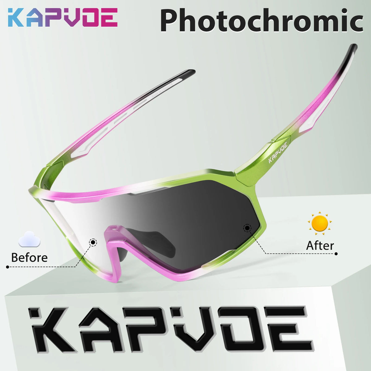Kapvoe UV400 Golf Sports Glasses Baseball Photochromic Sunglasses on Sale Polarized Cycling Glasses Bike Mountain Bicycle Hiking Eyewear Men Women Glasses