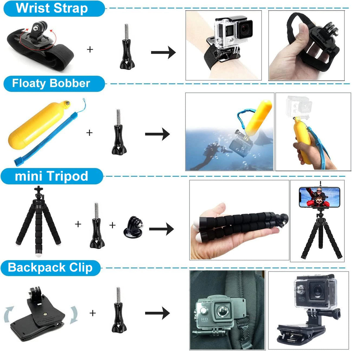Accessories Bundle for DJI Osmo Action 5 Pro Action 4/3 Waterproof Housing Case Diving Silicone Cover Glass Screen Protector