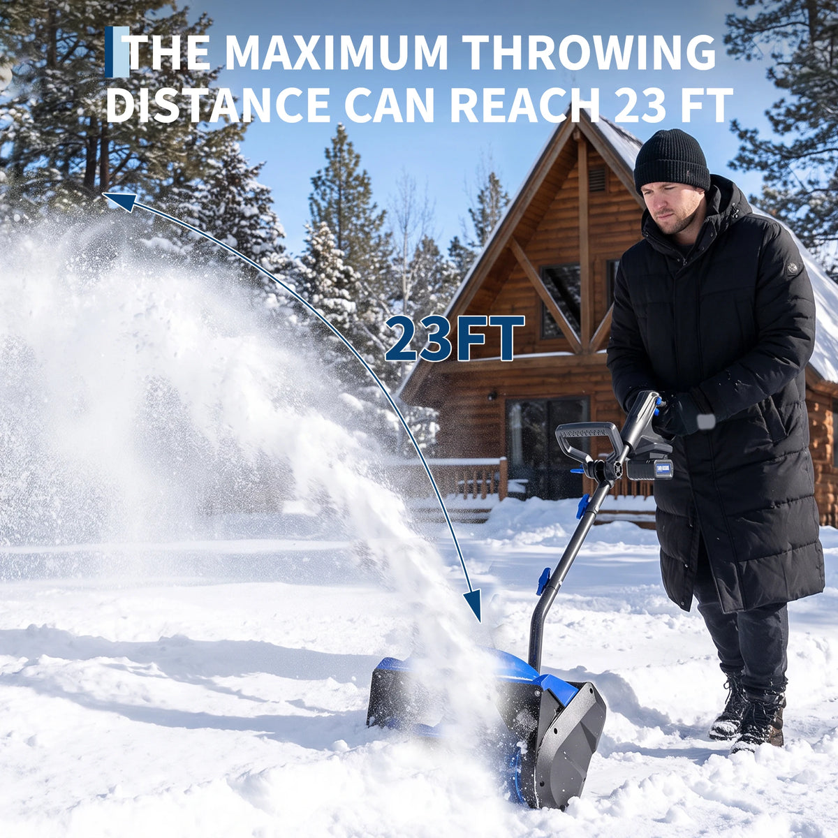 40V Cordless Electric Snow Shovel 12 Inch Brushless Snow Blower with LED Light Battery Powered Handheld Snow Thrower for Driveway Patio Steps Sidewalk Blue