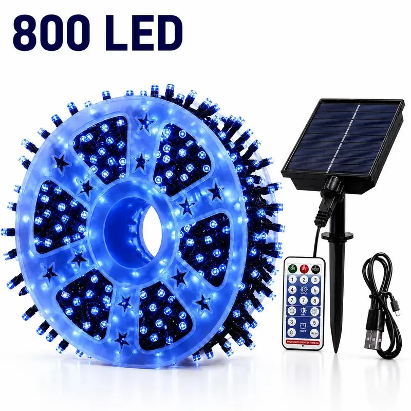 Halloween Solar String Lights Outdoor, 335FT Purple Orange LED 800 LED Solar Halloween String Lights with 335FT, Remote Control, 8 Modes, IP65 Outdoor Decoration for Yard, Roof and Patio
