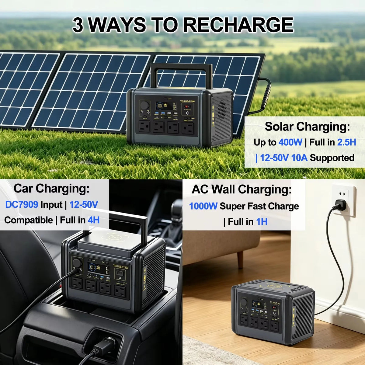 US Stock GSIKE LiFePO4 Portable Power Station 110V Pure Sine Wave Solar Generator 300W 1200W 2000W Option for Camping RV Van Home Emergency Backup
