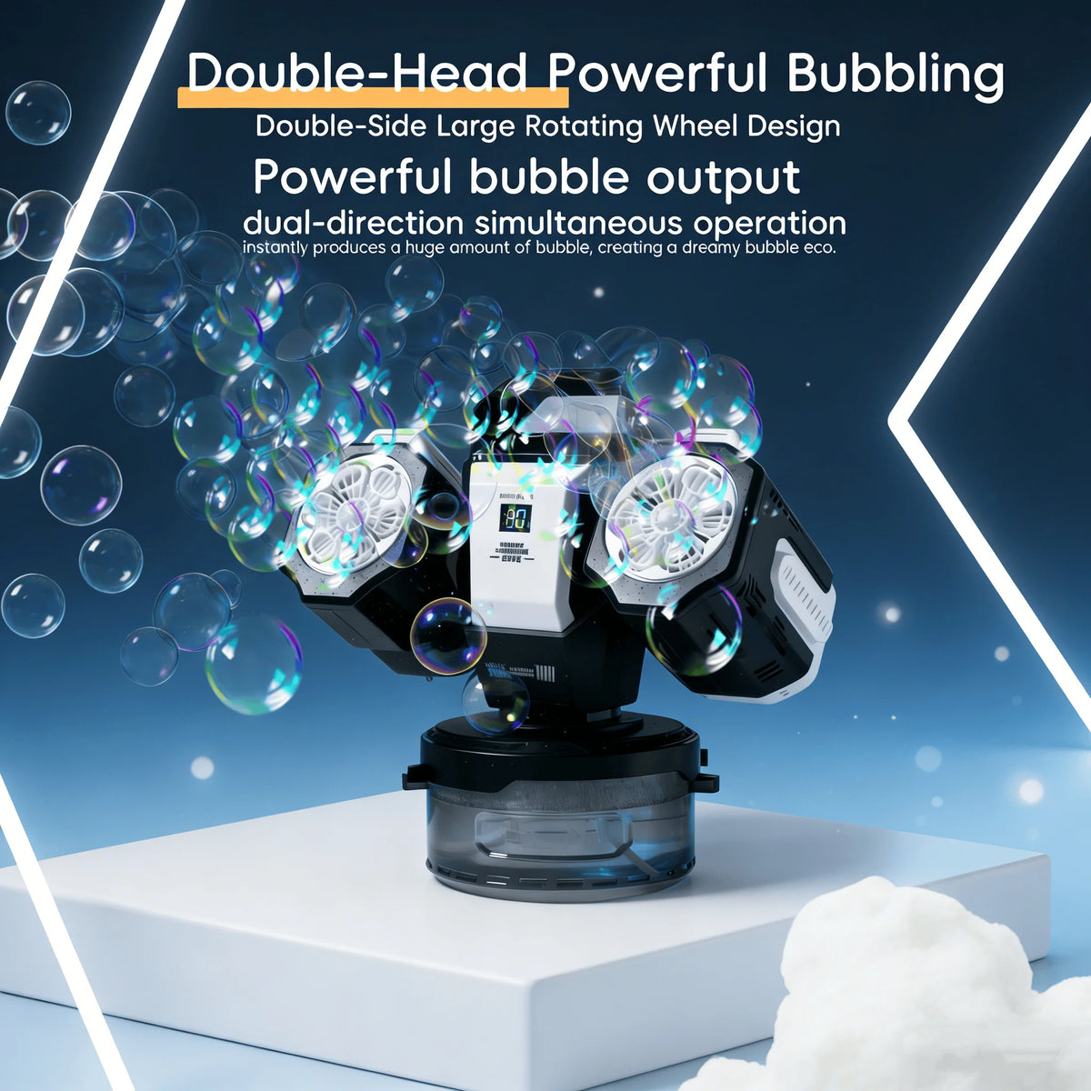 BELEMAR 2026 RC Rotating RGB Bubble Machine, Type-C Rechargeable, 30000 Bubbles/Min. Perfect for Weddings, Parties, Christmas, Halloween Presents