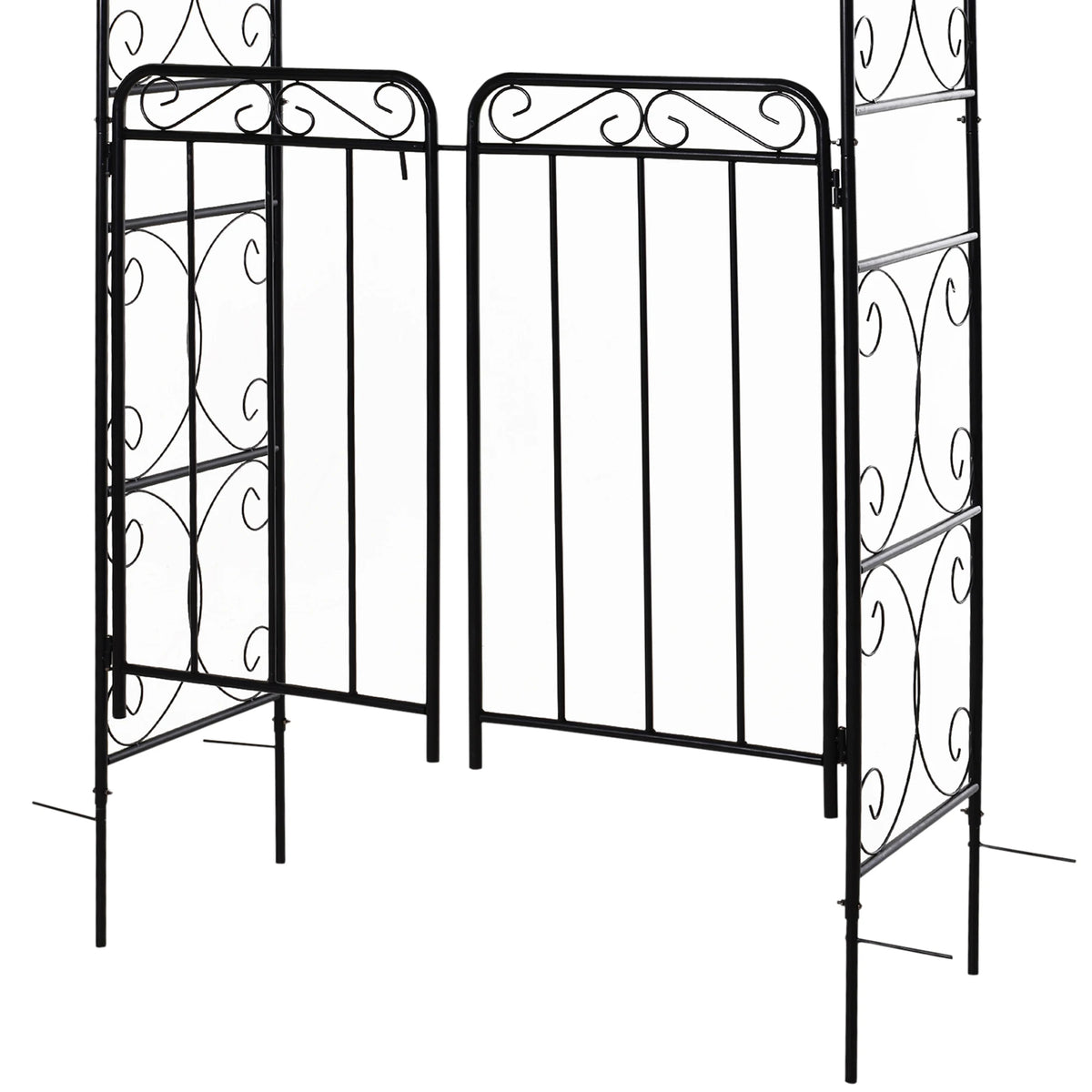 2.1M/85" Metal Garden Arbor Arch w/ Gate, Backyard Decor Climbing Planter Frame