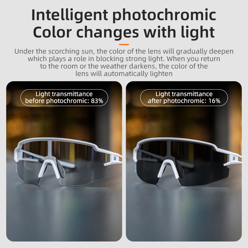 ROCKBROS Cycling Glasses Photochromic Polarized Lens Bike Glasses UV400 Protection Eyewear Sunglasses MTB Road Bicycle Goggles