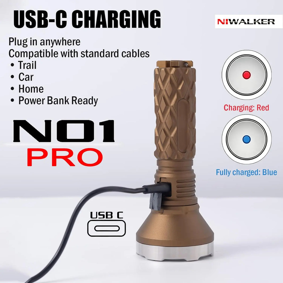 Niwalker N01 Pro Super Long-range Flashlight 1300M Beam Distance LED Torch Type-C Rechargeable Outdoor Hunting Flash Light