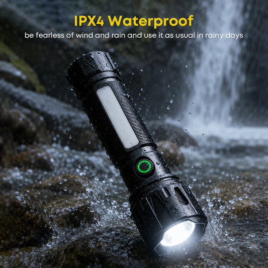 13 Lighting Modes Zoom Flashlight RGB Color Lamp Magnetic Base Type-C Fast Charge Anti-drop Handheld Camping Flashlight.