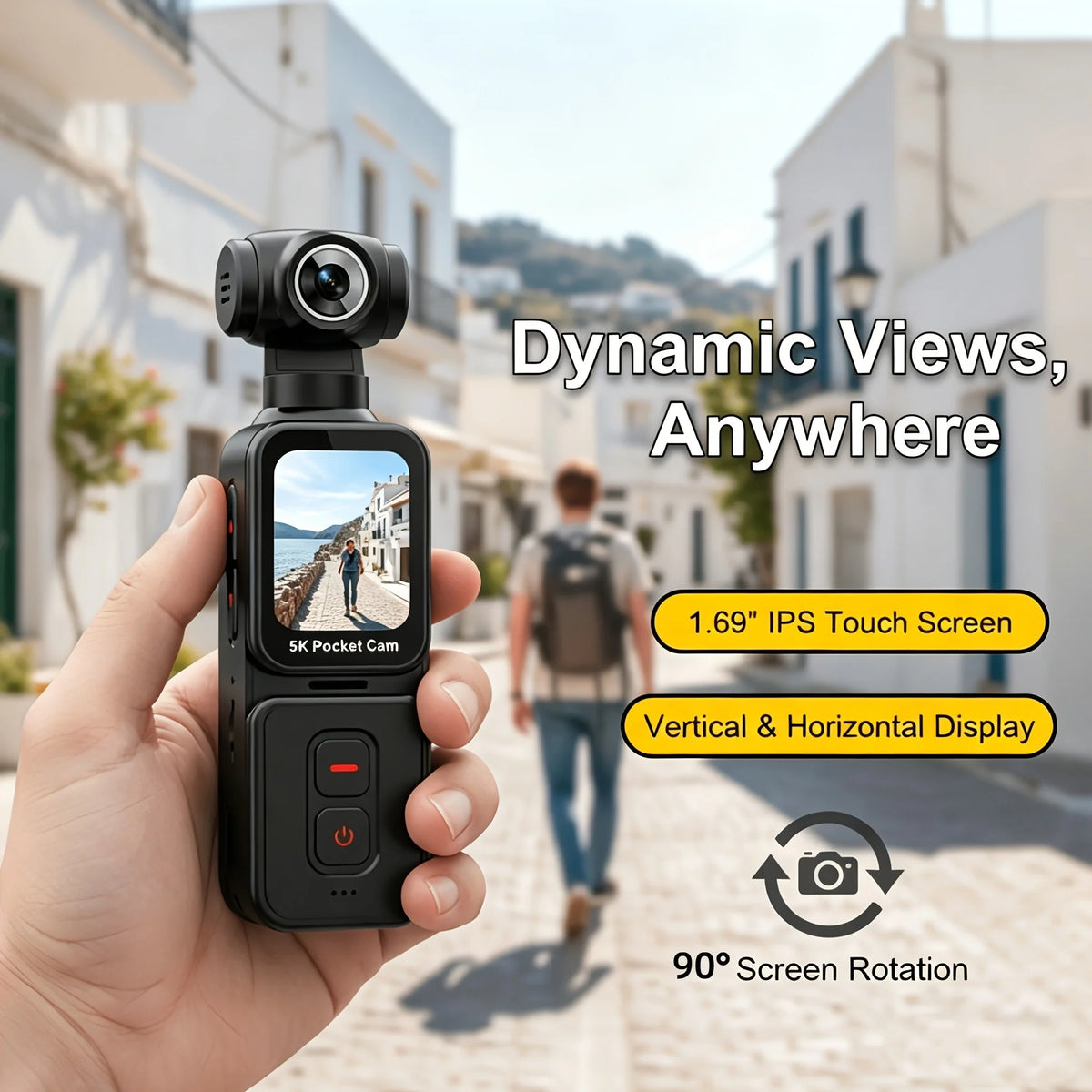 5K Pocket Vlog Camera With 270° Rotatable Lens Smart AI Face Auto‑Tracking Video Recorder