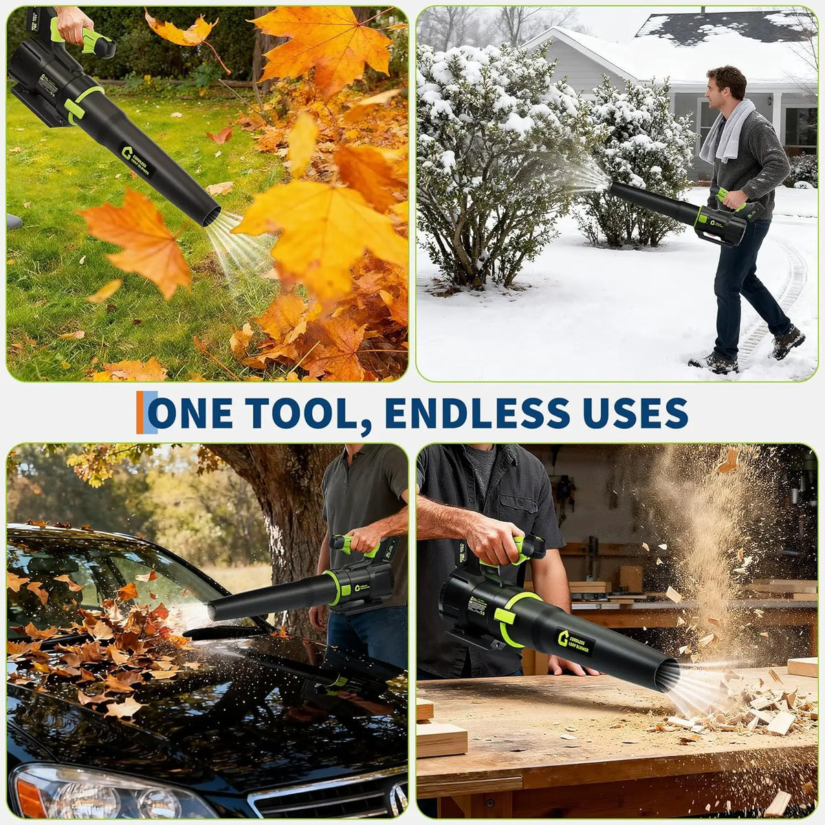 Cordless Leaf Blower 550 CFM and 150 MPH, Electric Leaf Blower 2 * 2.0Ah Battery, 20V Blowers Cordless for Lawn, Yard, Garden