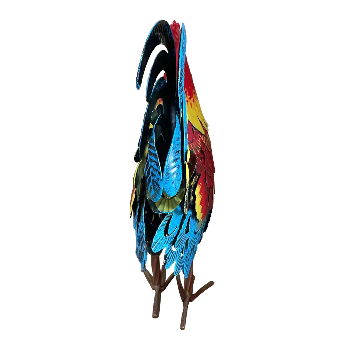 Wrought Iron Rooster Garden Statue, Weatherproof Metal Poultry Sculpture, Rust Resistant Farmhouse Yard Decor for Lawn Patio