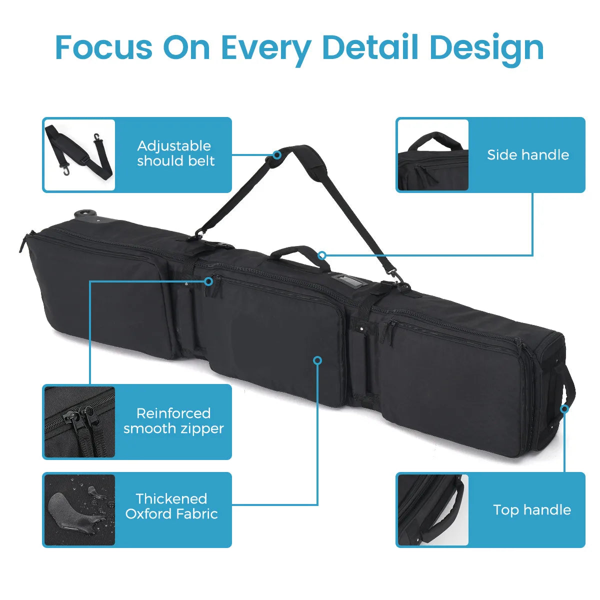 600D Fully Padded Snowboard Bag Waterproof Wheel Travel Bag Ski Snowboard Air Travel Bag Winter Skiing Equipment