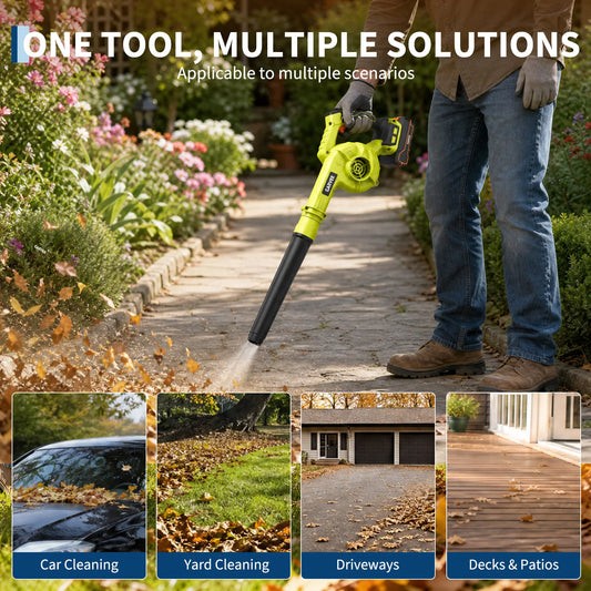 20V Wireless Leaf Blower - Brushless Motor, Up to 120 MPH, 6-Speed Lightweight Handheld Yard Blower with Battery & Charger for Lawn, Patio & Backyard Cleaning