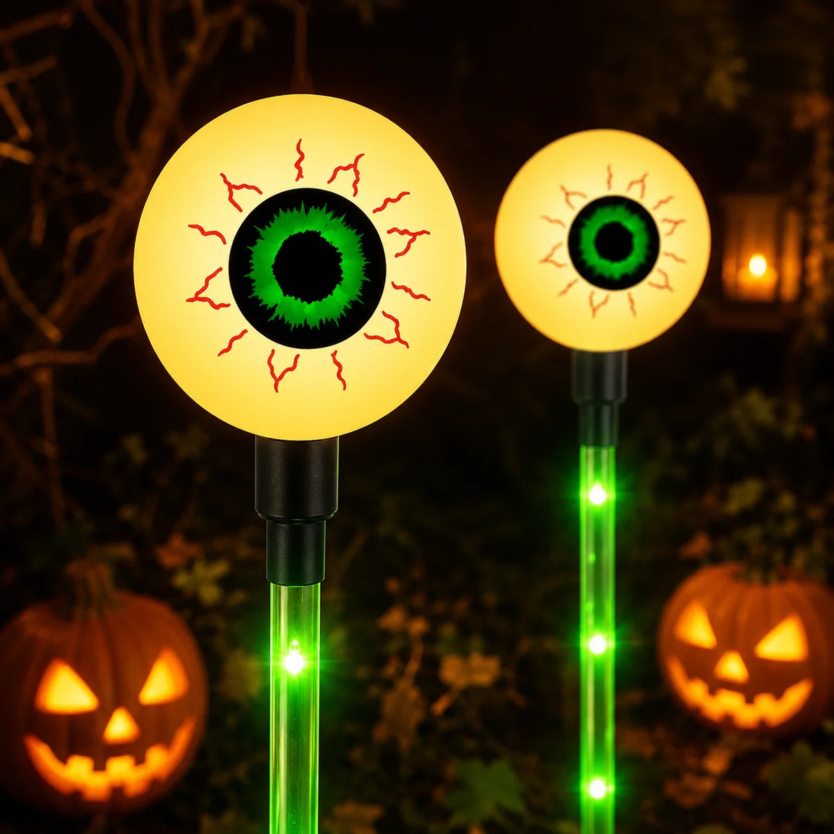 6Pack Halloween Eyeball Lights Solar Garden Decor Outdoor Solar Halloween Eyeball Lights with Glowing Eyes, IP65 Waterproof Design for Outdoor Yard, Garden, Pathway and Party Decor.