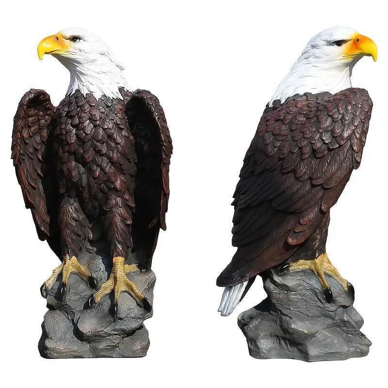 13' H X 24.4' Large Standing Bald Eagle Garden Statue Hand-Painted American Eagle Sculpture, Indoor & Outdoor Lawn Courtyard Decor, Patriotic Themed Ornament